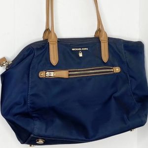 Michael Kors Kelsey Medium Top-Zip Nylon Tote Bag Blue